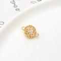 Golden hollow ball jewelry connector with heart pattern and zircon inlay for bracelets - 03# Style (10mm Double Bail) / Standard Type
