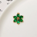 Exquisiter goldener Blumenanhänger mit grünen Zirkonia-Tropfen für DIY-Schmuckherstellung - Sechsblättrige Blütenform / 01# Grün