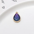 Pendentif goutte d'eau plaqué or avec paillettes opale bleu foncé pour bijoux DIY - Bleu foncé