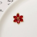DIY Blumenanhänger mit roten Zirkonia im Tropfenschliff und vergoldeter Metallfassung - Sechsblättrige Blütenform / 01#Rot