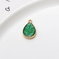 Pendentif goutte à paillettes vert émeraude avec monture en cuivre doré pour bijoux - Vert