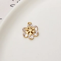 Goldener Schneeflocken-Anhänger mit Zirkonia-Besatz für DIY-Schmuck und Ketten - Schneeflockenform / 02#Weiß