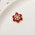 Goldener Blumenanhänger mit roten Kristallen und Schneeflocken-Design für DIY-Schmuck - 02#Rot