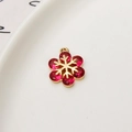 Goldener Schneeflocken-Anhänger mit sechs roten Edelsteinen für DIY-Schmuck und Ketten - 02# Rosenrot