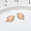 Charm connecteur ovale opale rose plaqué or avec zircons pour la création de bijoux DIY - Rose