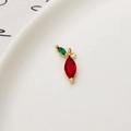 Exquisiter Gold-Blumenanhänger mit rotem Marquise-Stein und grünem Blatt für DIY-Schmuck - Rot & Grün