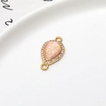 Waterdrop-shaped pink opal pendant with gold plating and cubic zirconia for DIY jewelry - Pink
