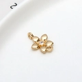 Golden flower connector charm with zircon center for DIY jewelry and bracelets - 01# White