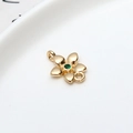Golden five-petal flower connector with green zircon stone for DIY jewelry - 01# Green