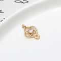 Golden hollow flower connector with clear zircon for DIY jewelry and bracelet making - 02#White