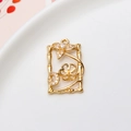 Bamboo style rectangular gold pendant frame with zircon butterfly and flower mount - 01#14*25mm