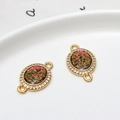 Connecteur ovale druzy doré avec strass blancs et doubles anneaux pour bijoux DIY - Noir