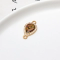 Gold-plated teardrop connector with faux opal inlay and surrounding crystals for DIY jewelry - Black