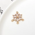 Sneeuwvlok sieraden connector met zirkonia verguld voor DIY oorbellen maken set - Vier-rings Sneeuwvlok Connector (04#)