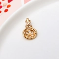 Gold plated hollow bag cherry pendant base with zircon cross knot and pearl pin - 03#12*20mm