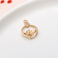 DIY gold-plated hollow flower pearl pendant base with sparkling zircon water drop accent - 04#13*18mm