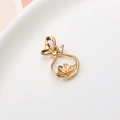 Golden bow-knot hollow pearl pendant base accessory with sparkling zircon stone - 05#10*18mm