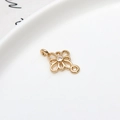 Golden hollow floral connector with zircon stone for DIY jewelry making and bracelets - No.04