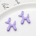 Two-piece purple alloy balloon dog charms with a glossy finish for DIY jewelry making - Purple