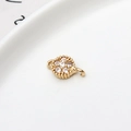 Gold vintage floral connector with zircon stones and double loops for DIY jewelry - No.06
