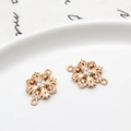 Golden snowflake connector charms with cubic zirconia for DIY jewelry making - 01# White