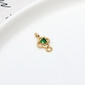 DIY jewelry connector with green zircon in hollowed-out vintage golden flower design - 07#