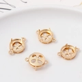 Set van vier vergulde ronde klauwzettingen met klaveruitsparing voor DIY-sieraden - 10mm Diameter Dubbele Lus