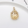 Goldenes Blatt Zirkonia Anhänger für DIY Schmuck mit Perlenbasis und Blumenstift - Goldener Zweig Blatt Stil (02# 16*28mm)