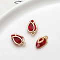 Three tulip flower crystal pendants with gold copper plating for DIY jewelry making - Flower Bud Shape (01#) / Red