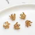 5Pcs set of golden hollow crown pendants with rhinestones for DIY jewelry making - 03# 11*9mm Crown (Min 10 Pcs)