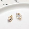 Teardrop crystal pendant with gold copper frame and cubic zirconia for DIY jewelry - Flower Bud Shape (01#) / White