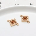Pendente quadrato vintage dorato con zirconi e gemma arancione centrale brillante - 02# Giallo Arancio