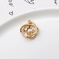Goldene Anhängerbasis mit Mikrozirkonia für Tropfenperlen und überkreuzte Kreise - Goldener Verflochtene Ringe Blumenstil (06# 17*20mm)