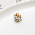 Gift box pendant with gold frame and square sky blue cubic zirconia for jewelry DIY - Gift Box Shape Sky Blue