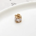 Exquisite gold gift box pendant with clear zircon inlay and bow detail for DIY jewelry - 02#White