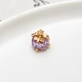 Delicate gold-plated purple zircon gift box charm pendant for DIY jewelry making - 02#Light Purple