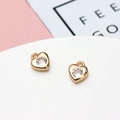 DIY golden heart pendant with sparkling zircon stone for personalized jewelry making - Heart Shape (02#)