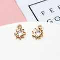 Golden sunburst star pendants with central zircon inlay for DIY jewelry design - Star Shape (03#)