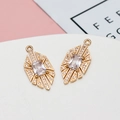 Golden geometric rhombus charms with rectangular center zircon and sparkling accents - Geometric Rhombus Style (02#)