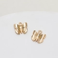 Pair of gold-plated butterfly metal charms with detailed texture for DIY jewelry making - Butterfly Style (01#)