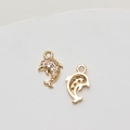 Goldene Delphin Anhänger mit Zirkonia Einlagen für die Schmuckherstellung - Delfin / Mindestens 10 Stück