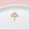 Colgante de rama dorada con circonitas y anillas dobles para creación de joyas - Estilo de Doble Anillo de Rama (LF2608-01) / Precio para Mínimo 10 Piezas