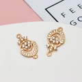 Golden crown and crescent moon jewelry connector with sparkling zircon stones for DIY crafts - Crown Crescent Style (03#)