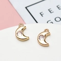 DIY golden crescent moon charm with sparkling zircon inlay for necklace jewelry making - Moon Shape (05#)