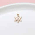 Colgante de copo de nieve dorado con circonitas para creación de joyas DIY - Estilo Copo de Nieve Pavé (LF2608-02) / Precio para Mínimo 10 Piezas