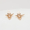 Minimalist origami crane drop earrings in polished gold-tone finish for jewelry making - Paper Crane Style (03#)