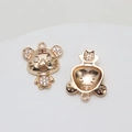 Tiger-Anhänger in Roségold mit Zirkonia-Inlay für Ketten und Schmuckherstellung - Cartoon kleiner Tiger / Mindestens 10 Stück