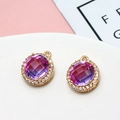 Pink and purple gradient crystal pendant with gold plating and halo cubic zirconia - Gradient Pink Blue