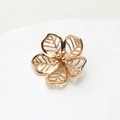 Golden five-petal flower jewelry component with detailed hollow veins and beaded center - Hollow Leaf Five-Petal Flower (1#) / Minimum 10 Pieces Price