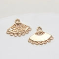 Golden DIY fan-shaped metal pendant connectors with hollow floral patterns and five bottom loops - Folding Fan Style (05#)